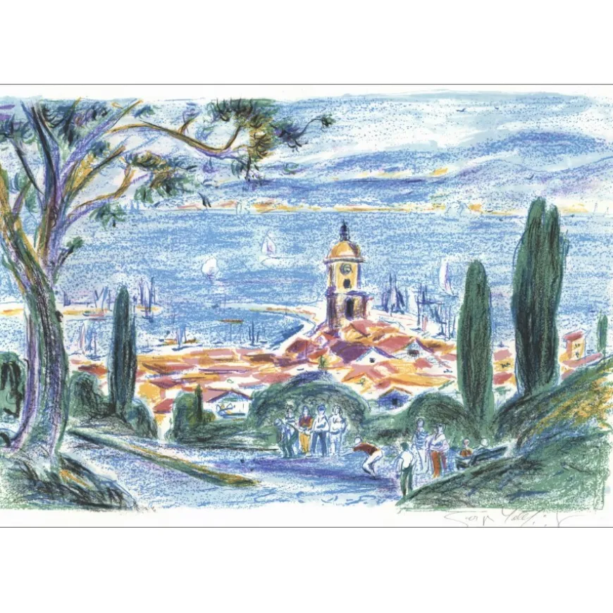 YOLDJOGLOU Georges - Lithographie originale "Saint Tropez" 38x55cm