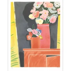 ZAVARO Albert - Lithographie originale "Bouquet rouge" 74x54cm