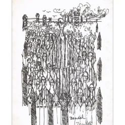 ZENDEL Gabriel - Lithographie signée au crayon "Mineurs en grève" 27x21cm - 1963
